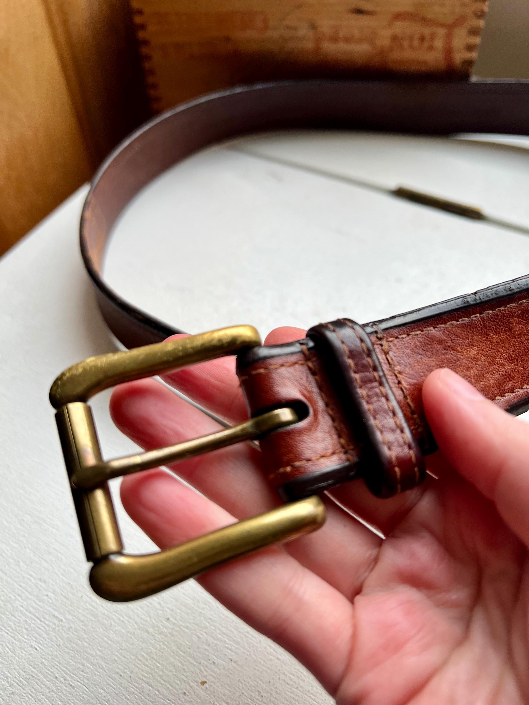 Vintage Ralph Lauren Brown Leather Belt with Brass Buckle and Stud Accents Ralph Lauren Horse Buckle Belt – The Kit Vintage main image 3