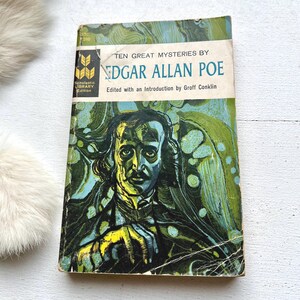 1960 Edgar Allen Poe book 10 great mysteries horror mystery book gothic poems poetry works vintage home decor rare books summer reading gift