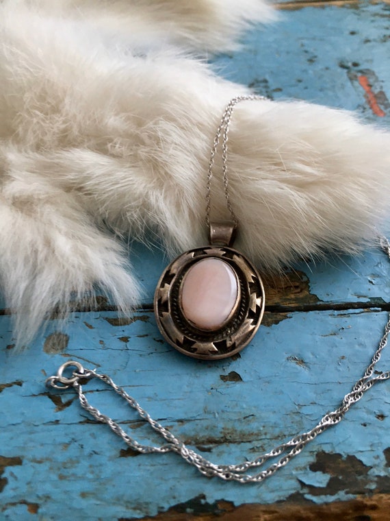Vintage sterling silver abalone necklace pendant … - image 5