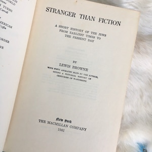 1941 Stranger Than Fiction book Lewis Brown Jewish history Judaism Israel short stories religious spirituality book 1940s rare book home