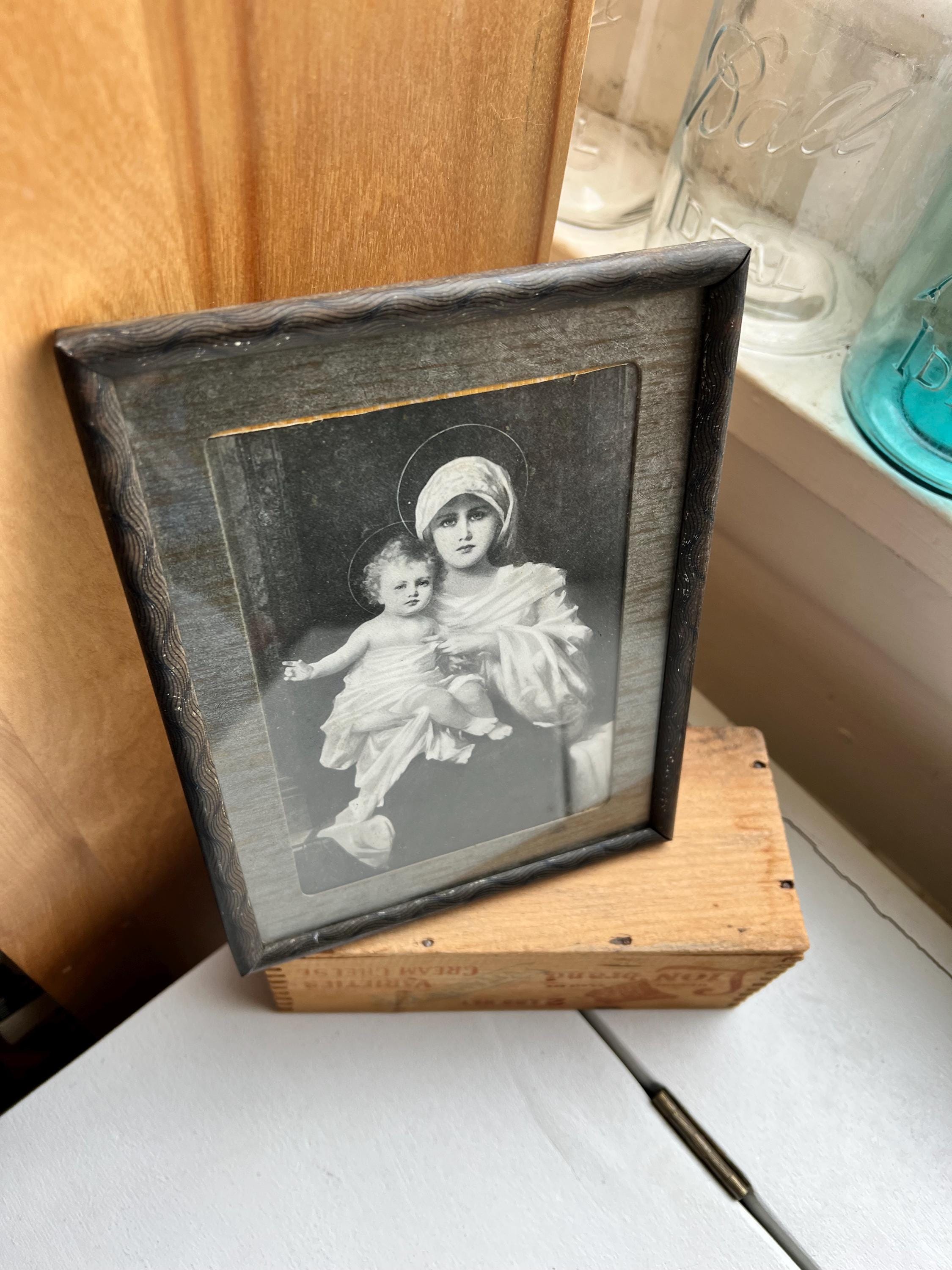 Antique Madonna and Child Art Print: Framed Religious Home Decor (6x8 ...