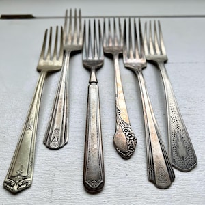 Silver plated forks set of six sterling silver silverware plate Oneida Goraham antique vintage silverware kitchen decor summer home decor