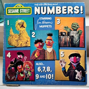 1977 Sesame Street Numbers Jim Henson’s Muppets Big Bird Burt Ernie vinyl record album TV Special music kids decor gift kid children cartoon