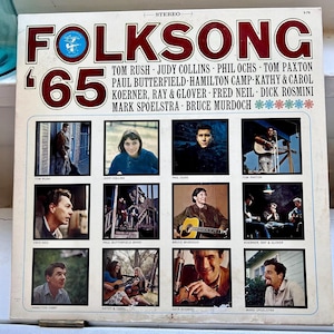 1965 Folksong ‘65 Vinyl record 1960s folk Tom Paxton Rush Judy Collins music acoustic traditional retro home decor wall art album music gift