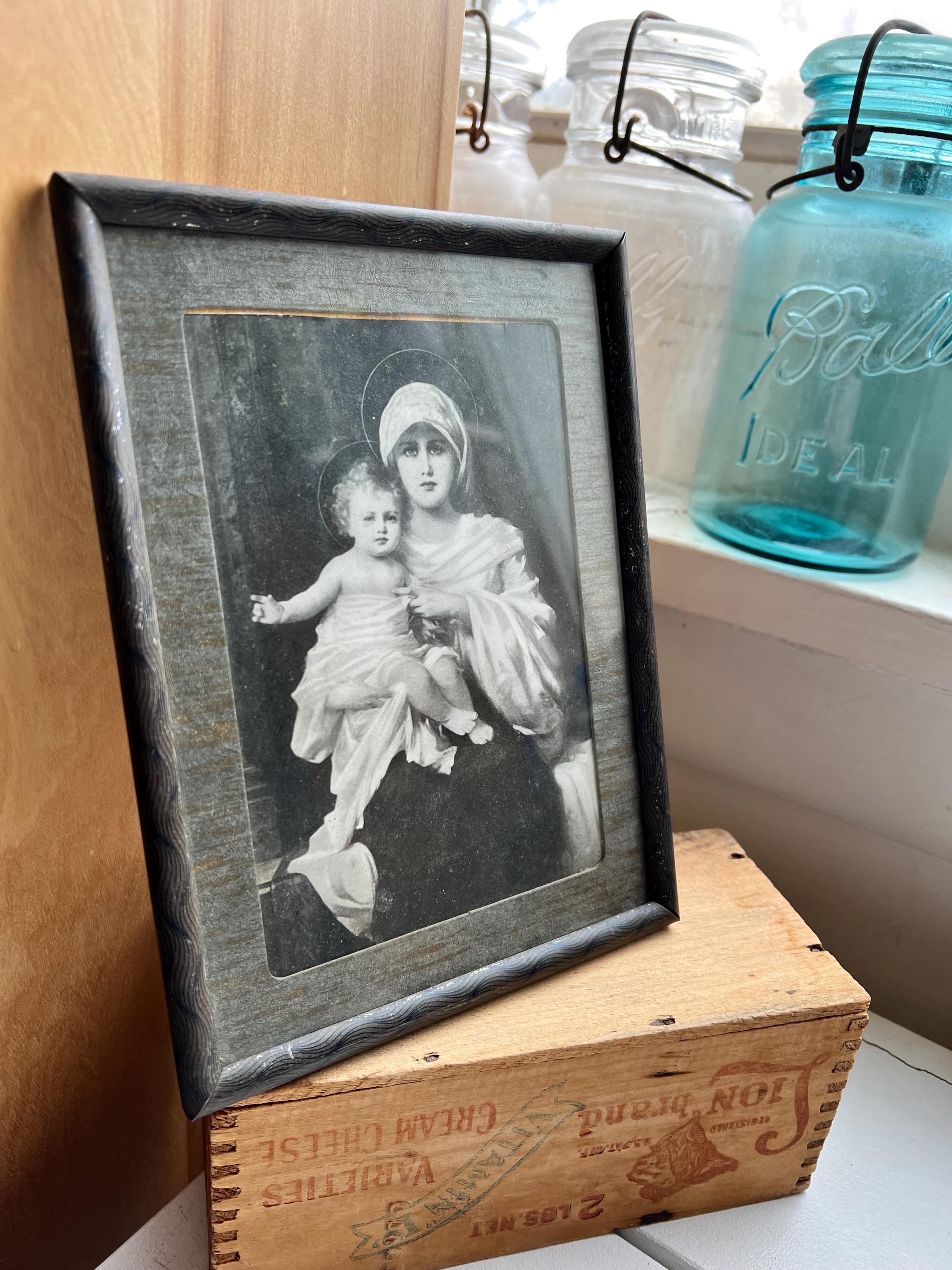 Antique Madonna and Child Art Print: Framed Religious Home Decor (6x8 ...