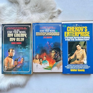 1980s Star Trek book set trio UFO Aliens mars Science Fiction movies catalog voyage Sci Fi  home decor rare book gifts 1980s geek nerd gifts