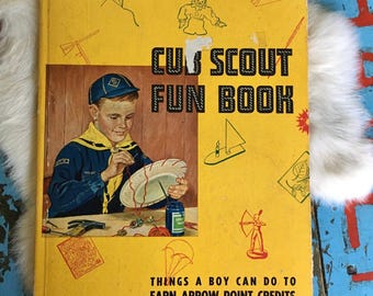 1956 Cub Scout Fun book plants children’s book story kids crafts sustainable vintage Boy Scouts hardcover baby room decor book gift Christma