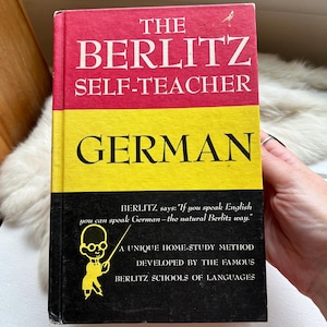 Vintage German Berlitz Self Teacing book German language studies library hardcover books home schooling gifts dads moms Christmas gifts 1981