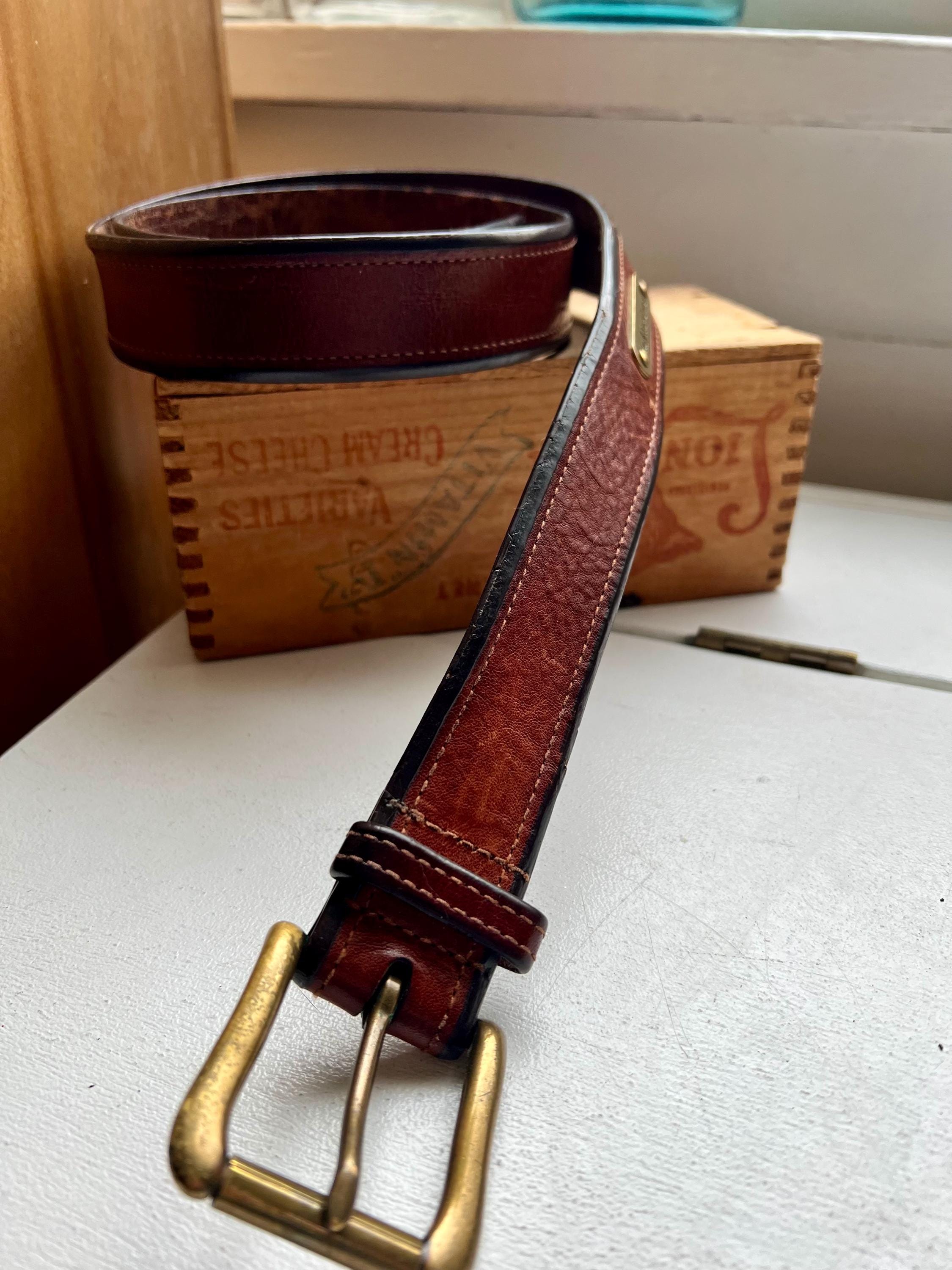 Vintage Polo Ralph Lauren Brown Leather Belt: Solid Brass 