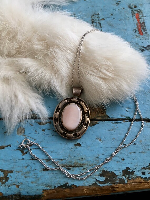 Vintage sterling silver abalone necklace pendant … - image 6