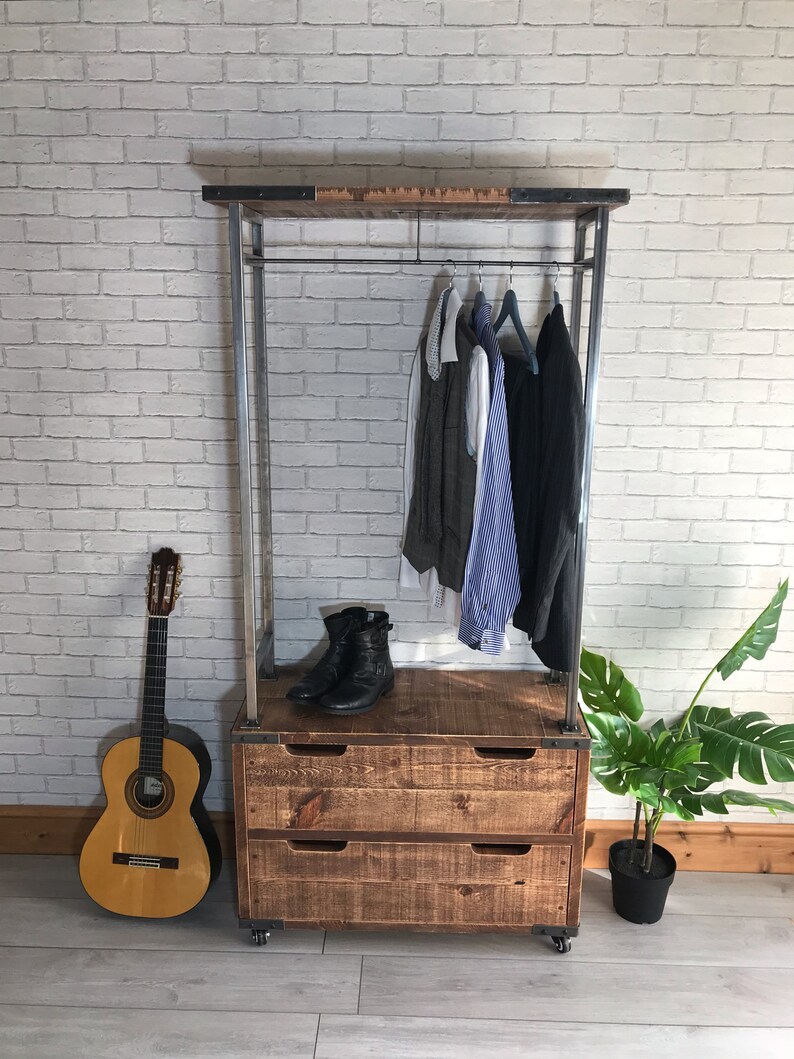 Industrial Chic Clothes Rail With Drawers Etsy