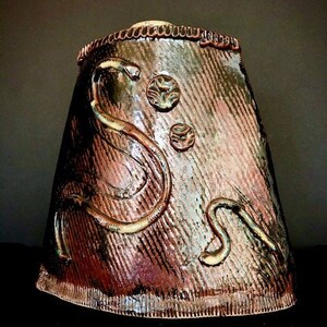Triangular Stoneware Vase w/Serpent Motif