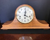 1930 39 s Howard Miller Oak Mantel Clock Deluxe Chiming Key-Wound