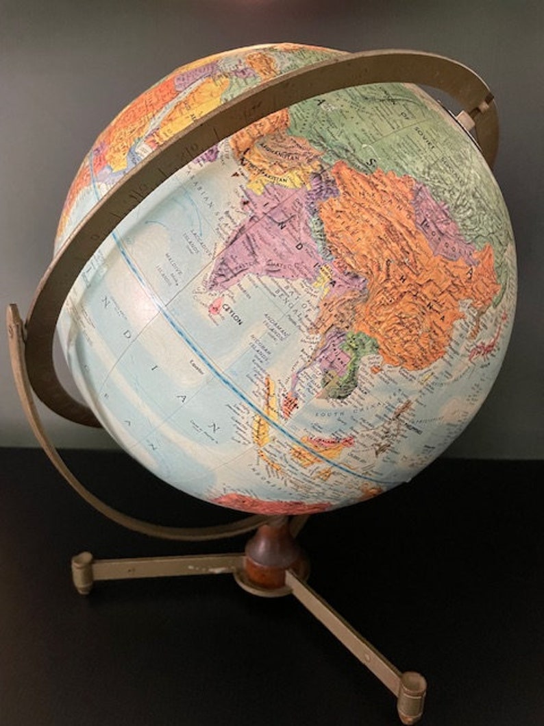 1960's Replogle 12" World Globe Stereo Relief Series • With Bullet Feet ...