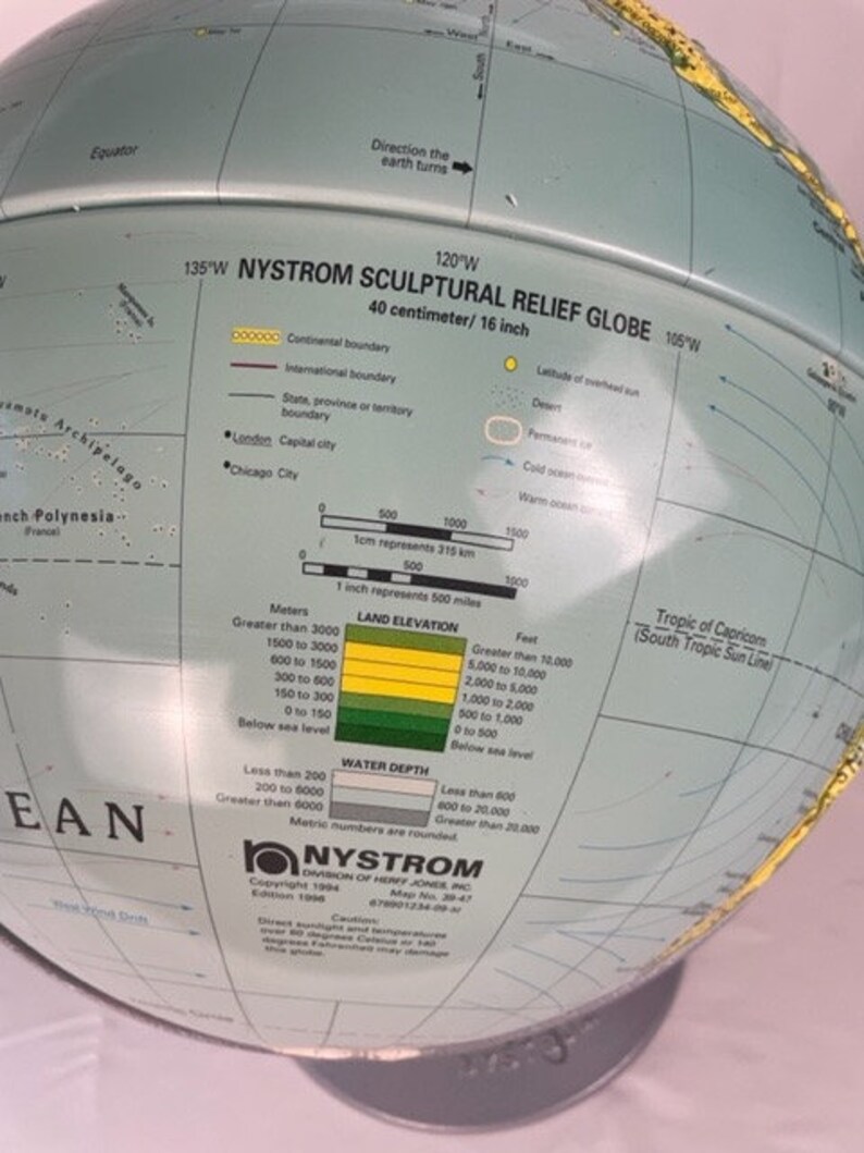 1990s Nystrom 16' Sculptural Relief World Globe - Etsy