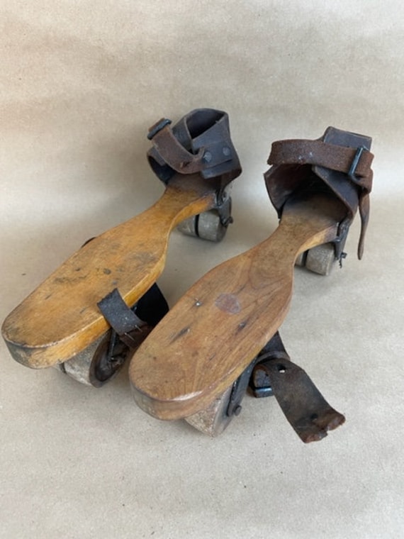 Antique 1880's Roller Skates Wooden Bases, Wheels… - image 10