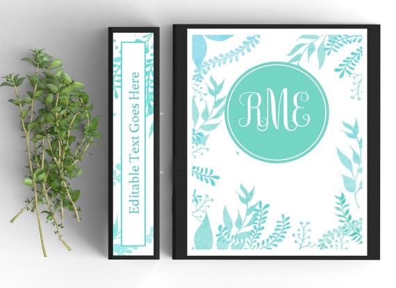 monogram binder cover personalized binder inserts and spines 8 5x11in printable binder covers editable monogram binder covers