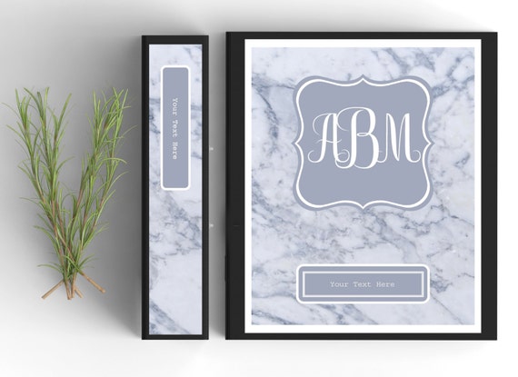 monogram binder cover personalized binder inserts and spines 8 5x11in printable binder covers editable binder inserts
