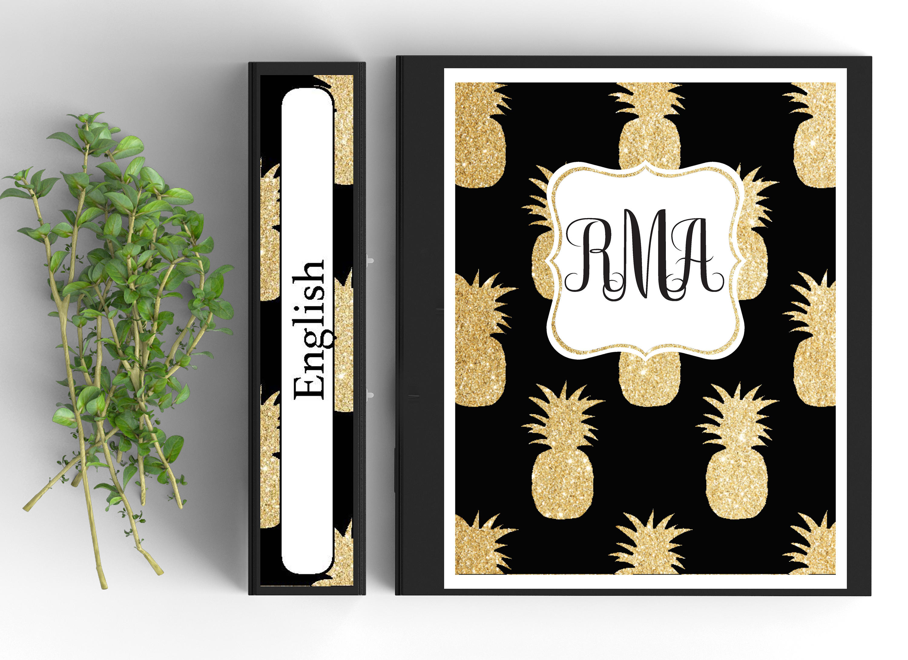 Gold Pineapple Monogram Binder Cover-personalized Binder - Etsy
