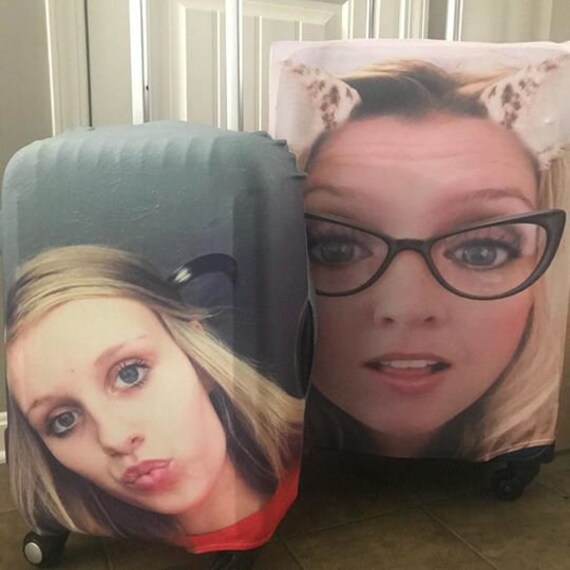 personalized luggage cover face