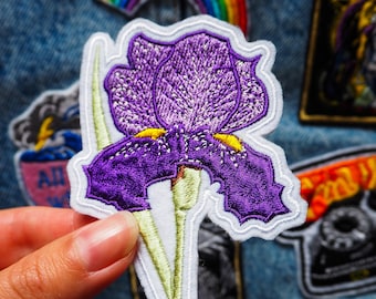 Iris Embroidered Iron on Patch