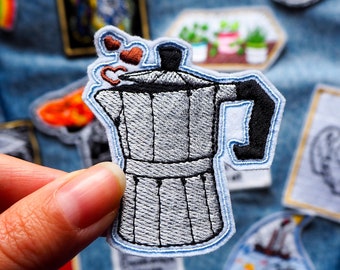 Love Coffee, Coffee/Moka Pot Iron On Patch