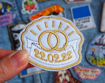 Custom Wedding Date Embroidered Iron on Patch