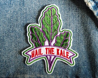 Hail the Kale Embroidered Iron on Patch