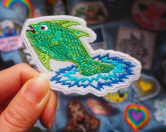 Jumping Fish Embroidered Iron on Patch