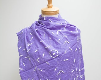 Lilac Cashmere Scarf: Embroidered Fair-Trade Artisan Shawl