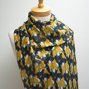 Floral Scarf / Colorful Floral Scarf / Cotton and Silk Scarf / Gifts for Her / Gifts for Mom / Gifts for Wife / Scarves for Women /Christmas