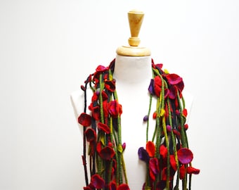 Felt Flower Garland Set: Handmade Wearable Art Scarf