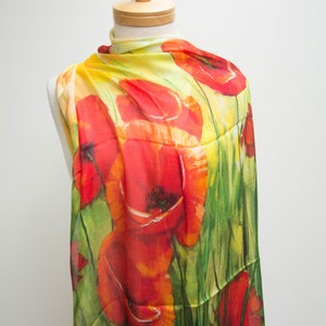 Poppy Viscose Scarf / Lightweight Scarf / Scarf Women / Gifts for Her / Gifts for Mom / Gifts for Wife / Scarves for Women / Vibrant Outfits