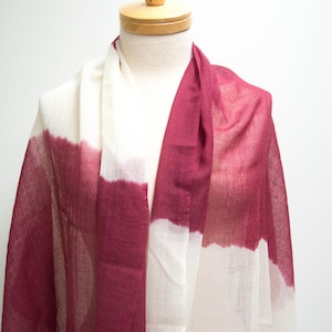 Burgundy and White Scarf / Silk and Wool Scarf / Silk Scarf Women / Gifts for Her / Gifts for Mom / Scarves for Women / Vibrant Outfits