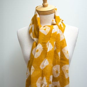Yellow and White Diamond Scarf / Silk and Wool Scarf / Silk Scarf Women / Gifts for Her / Gifts for Mom / Scarves for Women / Vibrant Outfit