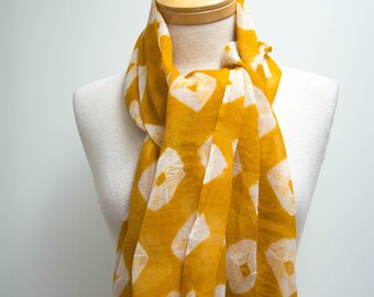 Sciarpa di diamante giallo e bianco / Sciarpa di seta e lana / Sciarpa di seta Donna / Regali per lei / Regali per la mamma / Sciarpe per le donne / Abito vibrante