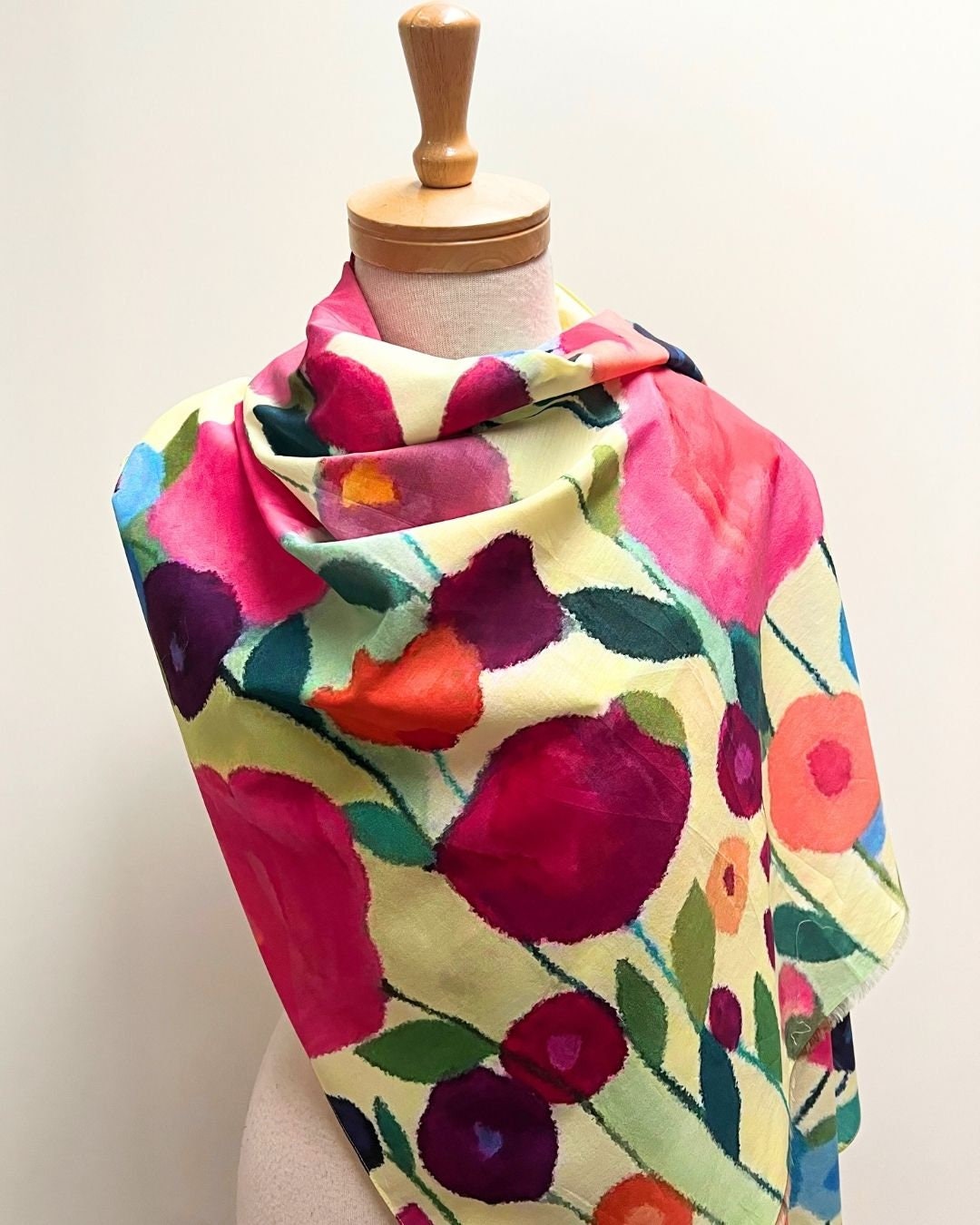 Floral Cotton Silk Scarf: Vibrant Spring Colors - Etsy