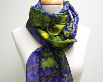 West Coast Lupins Scarf / Canadian Nature Scene Scarf  / Cotton and Silk Scarf / Silk Scarf Women