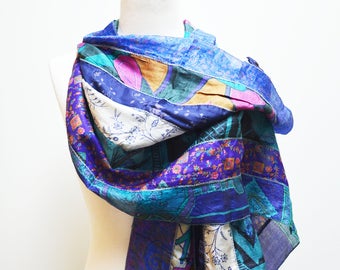 Purple Sari Silk Scarf: Recycled Handmade Fair-Trade