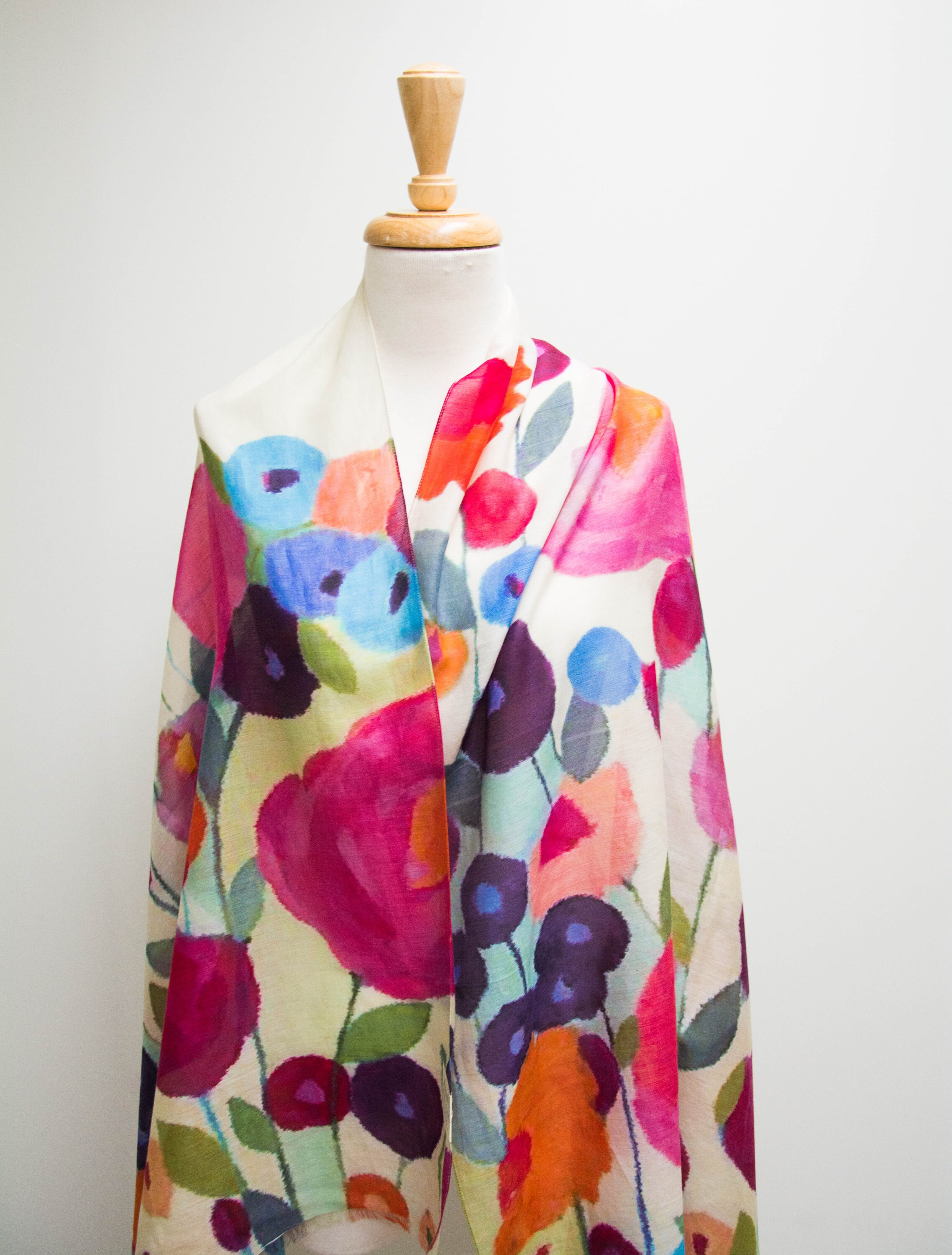 Floral Cotton Silk Scarf: Vibrant Spring Colors - Etsy