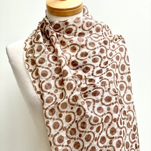 Brown Patterned Scarf / Cotton and Silk Scarf / Silk Scarf Women / Gifts for Her / Gifts for Mom / Scarves for Women / Vibrant Outfits