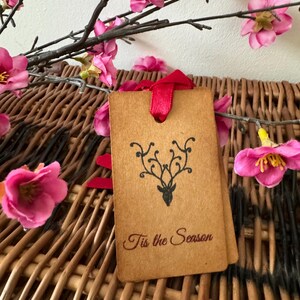 10 Merry Christmas-cadeaukaartjes Rendierkousvuller Kerstman handgemaakt rood