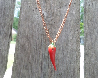 Chile pepper necklace, veggies, garden art necklace, hippy style, chili pepper jewelry, JeriAielloartstore, red pepper necklace, harvest