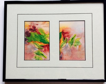Water color prints, framed abstract art, double framed art, art prints of originals, signed prints, inspired by conservatory botanicals