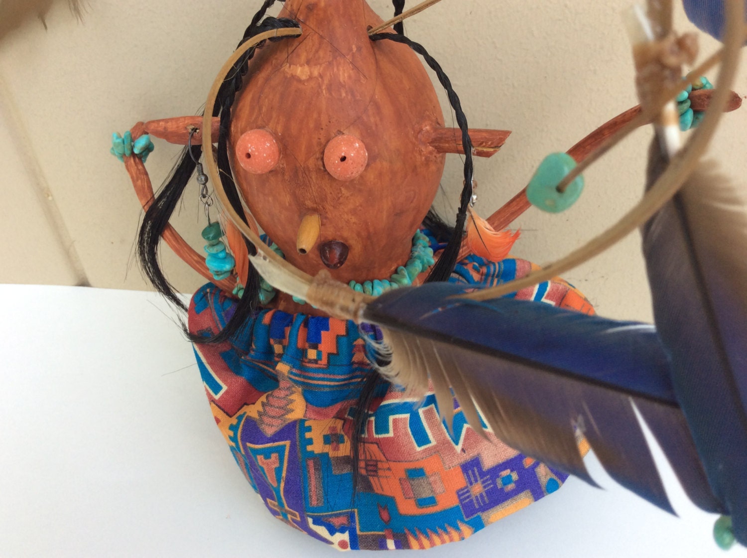 Gourd Art, Dancing Gourd, Gourd in Dance Regalia, Earthtones, Home