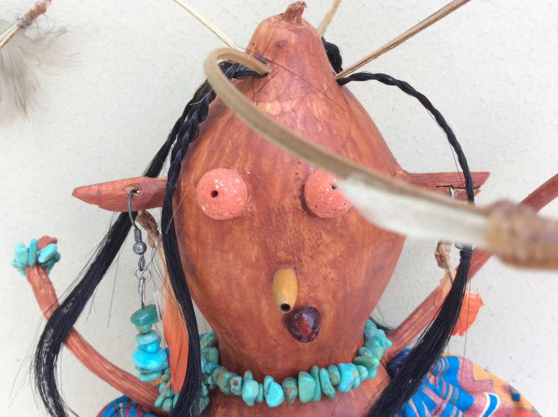 Gourd Art, Dancing Gourd, Gourd in Dance Regalia, Earthtones, Home