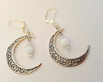 moon with bead earrings, celestial earrings, celestial jewelry, astrology, Mother’s Day, axtronomy symbols, night sky, outer space, zodiac