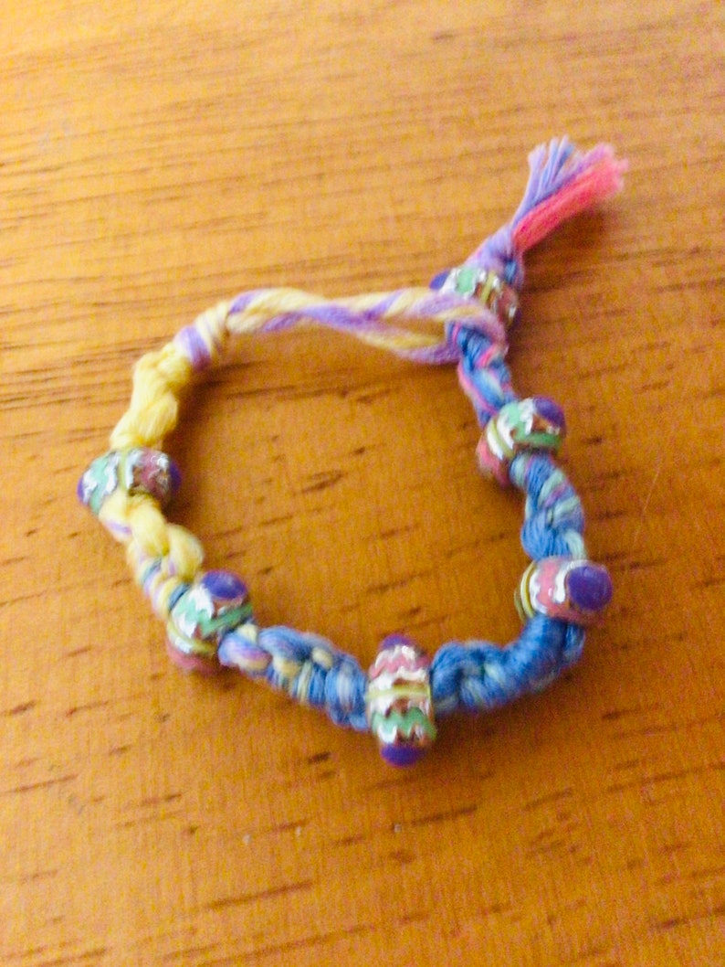fits ages 4 to 6 Children\u2019s bracelet pastel bracelet kid\u2019s jewelry hand woven knotted bracelet fiber art Easter egg bracelet macrame