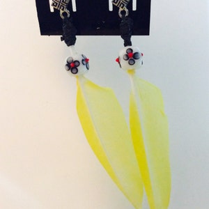 Feather earrings, pow wow regalia, humanely acquired feathers, feather jewelry, ooak original,  beads and feathers, macrame, summertime
