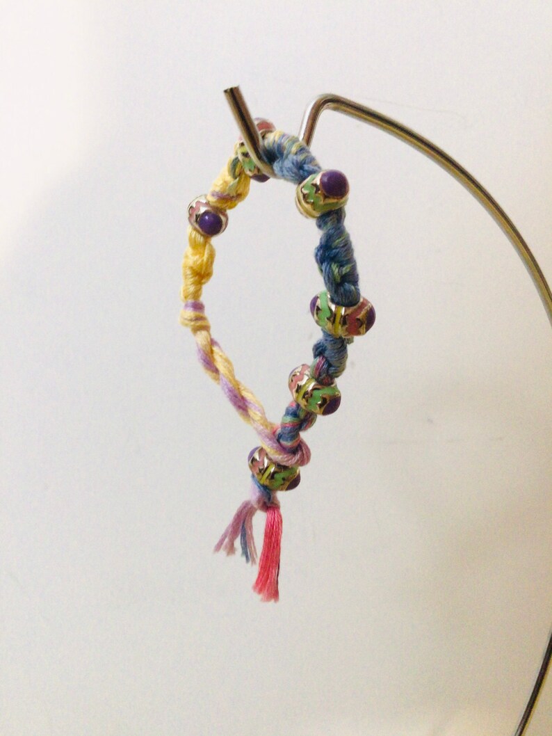fits ages 4 to 6 Children\u2019s bracelet pastel bracelet kid\u2019s jewelry hand woven knotted bracelet fiber art Easter egg bracelet macrame